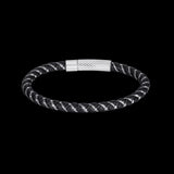 Stainless Steel Leather Bracelet8 Inches 6MM Pop style L399