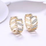 Yellow Gold Plated Earrings  Hoop Huggies AAA Zirconia Latch Back Clasp L575