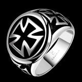 Stainless Steel Antique Gothic Biker Tribal Ring Black Men's Unisex Cross B205