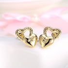 Yellow Gold Plated Earrings Heart Stud Push Back Clasp L495