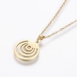 Stainless Steel Set Earring Pendant Necklace Vortex Gold 18" P831