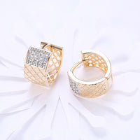 Yellow Gold Plated Earrings  Hoop Huggies AAA Zirconia  Latch Back Clasp L573