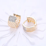 Yellow Gold Plated Earrings  Hoop Huggies AAA Zirconia  Latch Back Clasp L573
