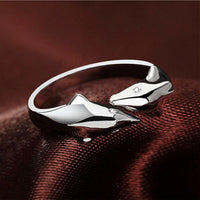 Fashion Style Brass Dolphin Lover Cuff Ring platinum Size 6 Adjustable 16mm P389