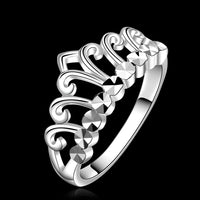 Sterling Silver Plated Fashion Ring Women Crown B132