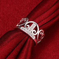 Sterling Silver Plated Fashion Ring AAA Zirconia Women Crown B390