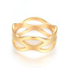 304 Stainless Steel Ring Wide Band Rings Hollow Gold Size 5~8 15~18mm Z685