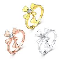 Rose Gold Platinum  Plated Fashion Ring AAA Zirconia Women Flower B237