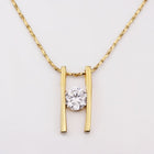 Gold Plated Necklace Pendant Zirconia 20 Inches 1MM Lobster B74