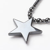 Hematite Non-Magnetic Necklace Mens Womens Unisex Black Star Magnetic Clasp X75