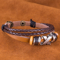 Leather Bracelet Brown 8.5 inches 12MM Push button  L462