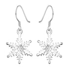 Sterling Silver Plated Chandelier Snowflake Hoop Pierced Earrings L156