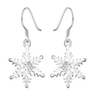 Sterling Silver Plated Chandelier Snowflake Hoop Pierced Earrings L156