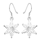 Sterling Silver Plated Chandelier Snowflake Hoop Pierced Earrings L156