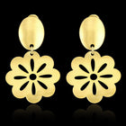 Yellow Gold Plated Earrings Leaf Flower Chandelier Latch Back Clasp L596