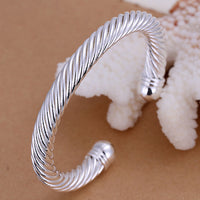 Unisex Men Womens Sterling Silver Plated Cuff Bangle Bracelet L85