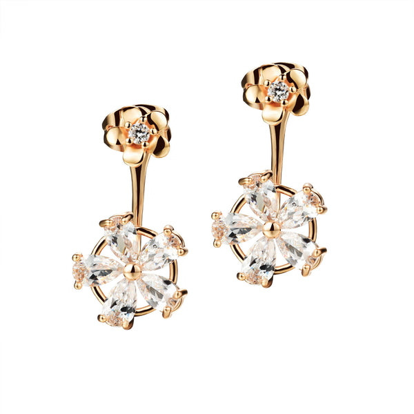 Gold Plated Earring Drop AAA Cubic Zirconia Women's G263