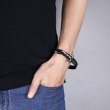 Stainless Steel Leather Bracelet 8 Inches 30MM Hook L338