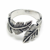 Alloy Cuff Finger Ring Leaf Antique Silver Size 10 Adjustable 20mm P417