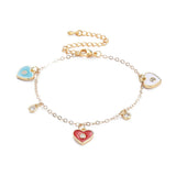 Zirconia Charms Bracelet Enamel Stainless Steel Lobster Heart Adjustable Z138