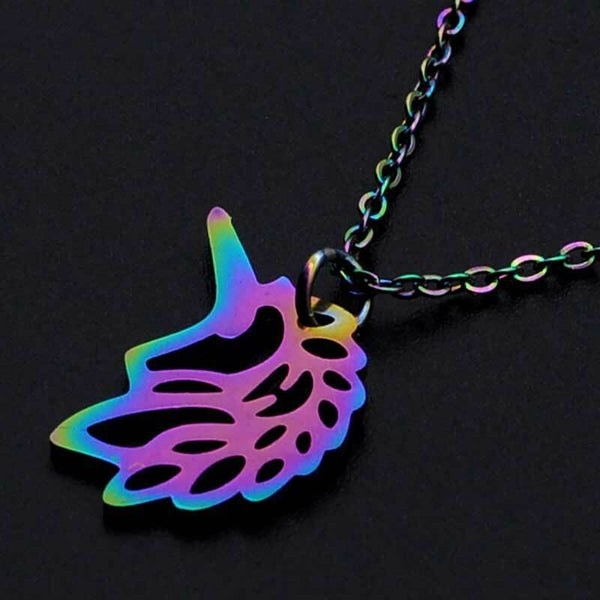 Stainless Steel Pendants Necklace Lobster Unicorn Rainbow 16" Inch 1.5mm Z616