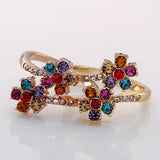 Gold Multicolor Blue Red Purple Zirconia Flower Band Ring Size 8 B111