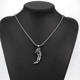 Stainless Steel Necklace Pendant Wolf Teeth Biker Gothic 23" 3.5MM B232