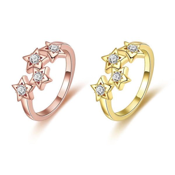 Rose Gold Plated Fashion Ring AAA Zirconia Women Stars B249