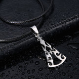 Men's Unisex Stainless Steel Leather Necklace Fire Cross L28