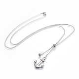 Adjustable Stainless Steel Necklace Slider Bead Anchor Pendant Silver 28" A212