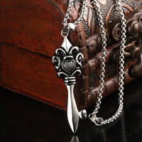 Stainless Steel Necklace Pendant  Biker Gothic 19" Inches 2MM Lobster Clasp B207