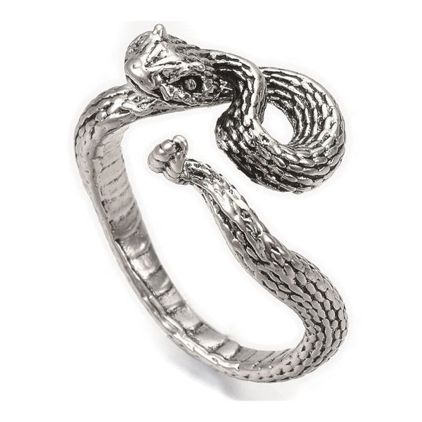 Alloy Cuff Finger Ring Rattle Snake Antique Silver Size 8 Adjustable 18.5mm P438