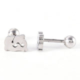 304 Stainless Steel Ear Plugs Ear Studs Dolphins Silver 7.5x5x2mm  1mm Z345