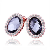 Rose Gold Zirconia Drop Stud Earrings L95