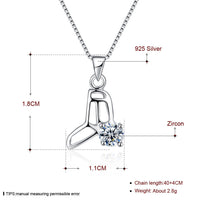 Sterling Silver Necklace Pendant Drop AAA Zirconia 18" 1MM Lobster Clasp B412