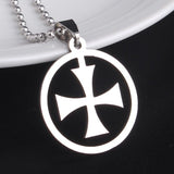 316L Stainless Steel Pendant 0.96X0.96 Inch Cross  Silver Necklace 22" B65