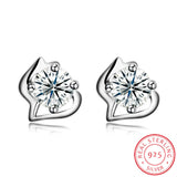 Sterling Silver Plated  Earrings  Stud AAA Zirconia  Push Back Clasp L796