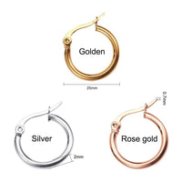 Stainless Steel Hoop Earrings Rose Gold Gold Silver 25x2mm 0.7x1mm 3Pairs Z386