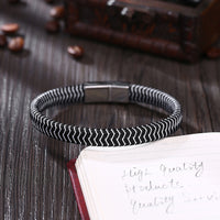 Stainless Steel Leather Bracelet 8 Inches 9MM Slide L391