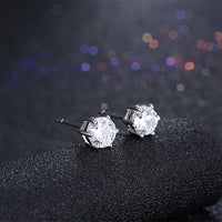 Sterling Silver Plated  Earrings  Stud AAA Zirconia  Push Back Clasp L772