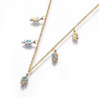 Stainless Steel Set Pendant Necklace Stud Earrings Back Leaf 16.6" P705