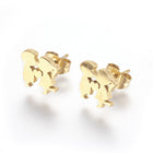 Stainless Steel Set Earrings Pendant Necklace Lover Gold 18" P866