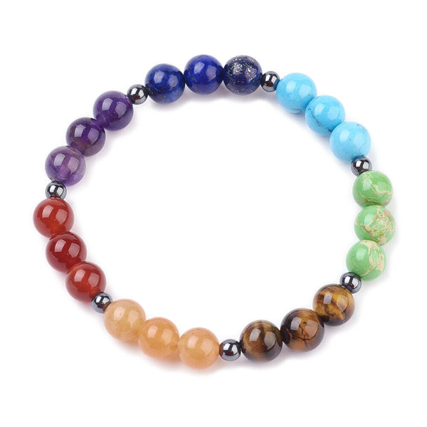 Chakra Jewelry Gemstone Stretch Bracelets Round Chakra Beaded Bracelets P535