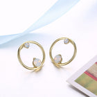 Yellow Gold Plated Earrings Stud AAA Zirconia  Push Back Clasp L511