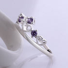Sterling Silver Plated  Purple Zirconia Crown Ring Size 8 B22