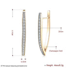 Yellow Gold Plated Earrings Hoop Huggies AAA Zirconia Latch Back Clasp L560