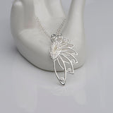 Sterling Silver Plated  Necklace Pendant Zirconia 18 Inches 1MM Lobster B46