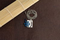 Stainless Steel Lovers Snowflake Pendant Beads Necklace Unisex Silver Blue L172