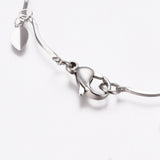 Stainless Steel Heart Charm Bracelet Bar Bracelet Lobster Silver 7.6" Z88