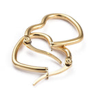 Stainless Steel Hoop Earrings Stainless Steel Heart Gold 24x19.5x 1x0.7mm Z408